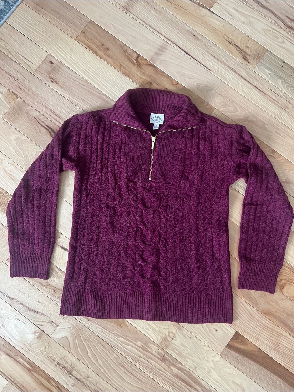 St. John's Bay Cable Knit Half-Zip Sweater - Wine